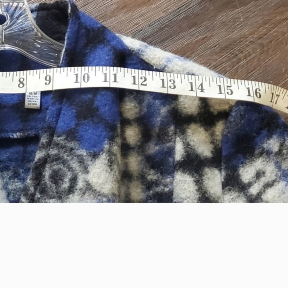 Wool Domani Blue Worldly Checkered Patch Polka Do… - image 7